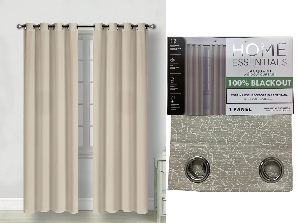 1PC RAISED JACQUARD BLACKOUT CURTAIN 54X90" - CREAM