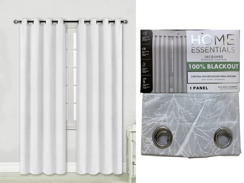 1PC RAISED JACQUARD BLACKOUT CURTAIN 54X90" - WHITE