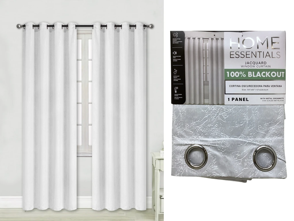 1PC RAISED JACQUARD BLACKOUT CURTAIN 54X90" - WHITE
