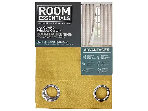 STOCK JACQUARD BLACKOUT CURTAIN 55X90" - YELLOW