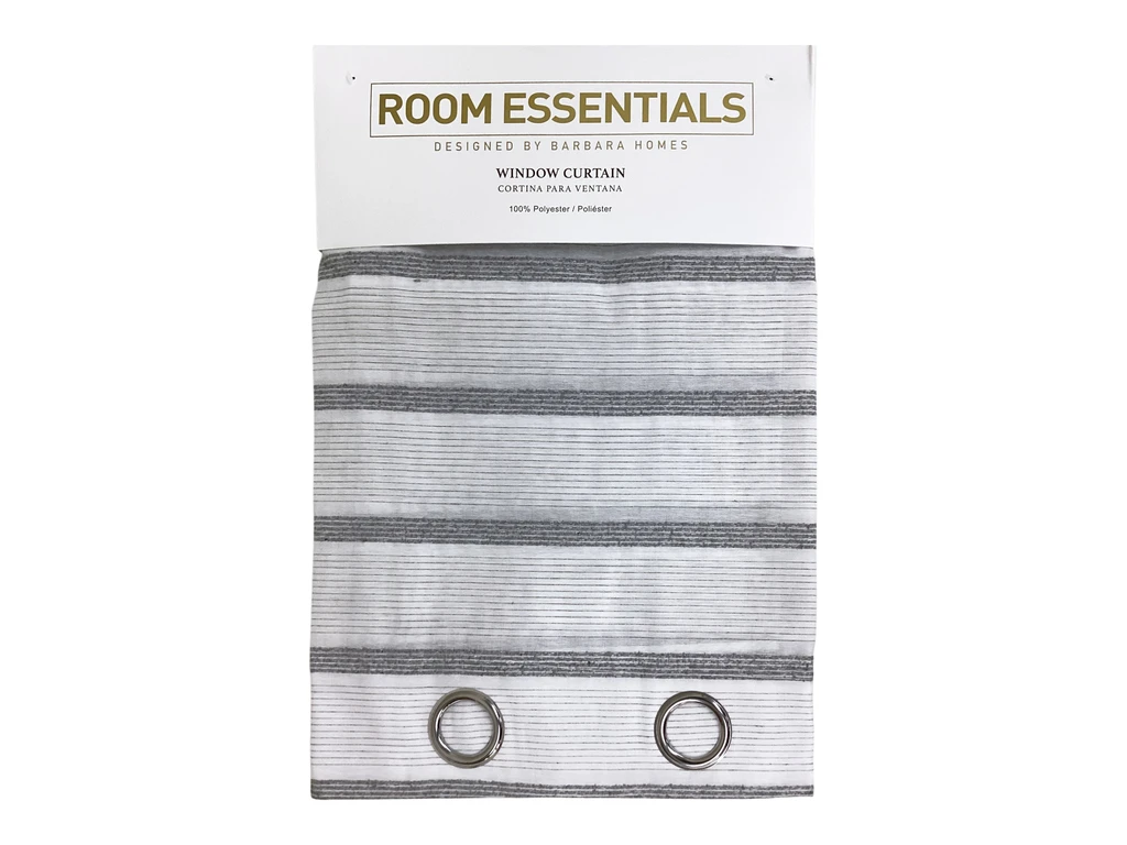 POLYESTER STRIPE WINDOW CURTAIN 54X90" - GREY AND WHITE