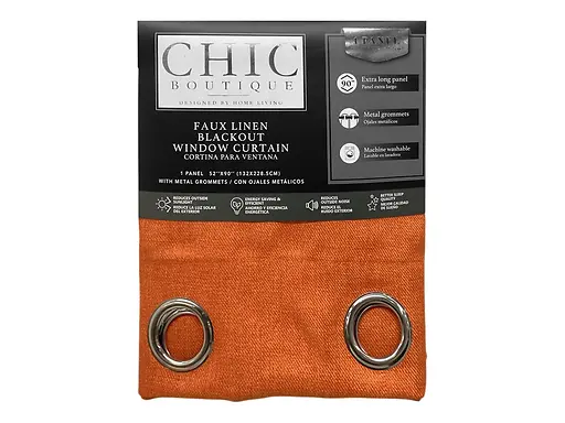 LANNY FAUX LINEN CURTAIN 52X90" - ORANGE