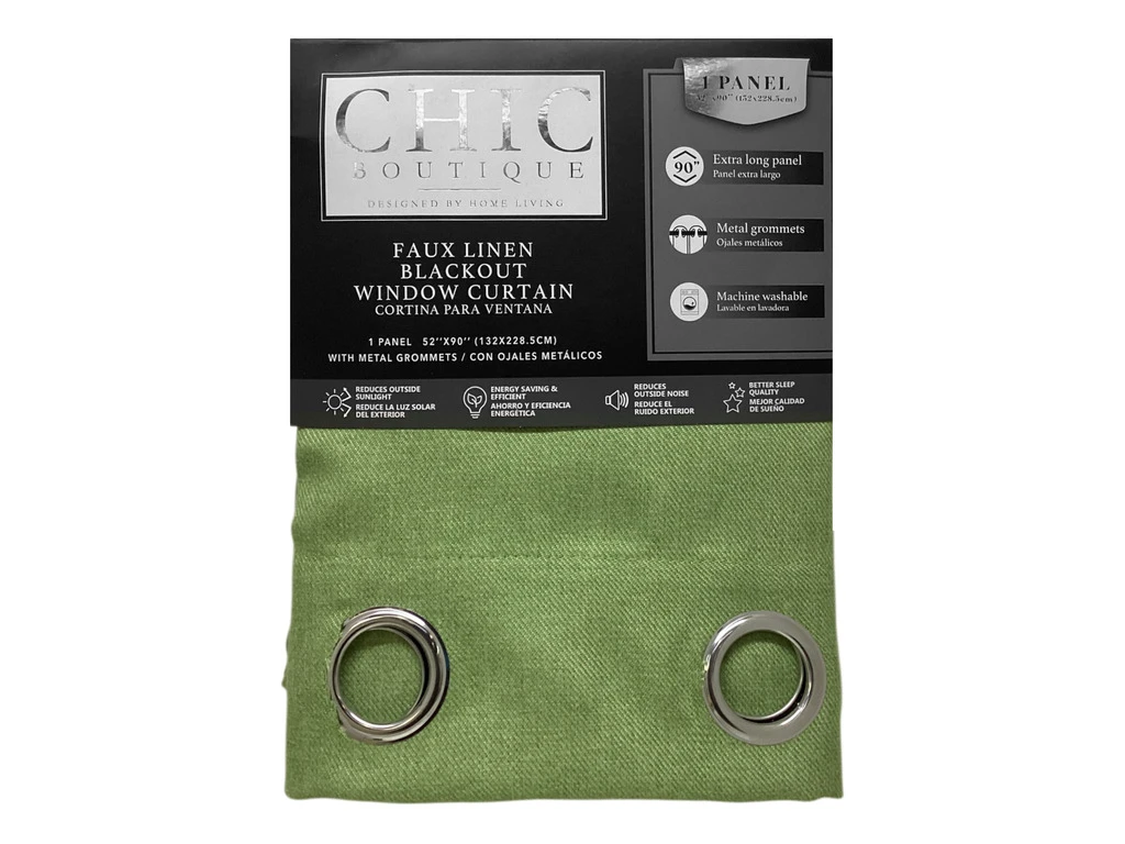 LANNY FAUX LINEN CURTAIN 52X90" - GREEN