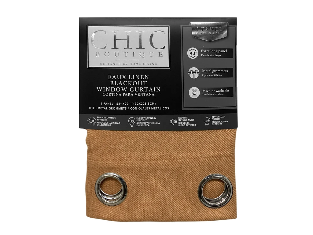 LANNY FAUX LINEN CURTAIN 52X90" - ORANGE
