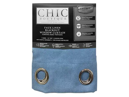 LANNY FAUX LINEN CURTAIN 52X90" - CELESTE BLUE
