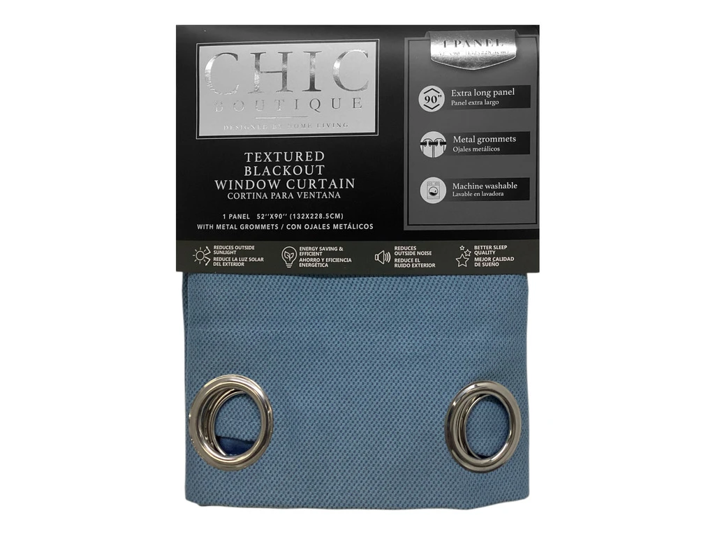 TEXTURED BLACKOUT CURTAIN 52X90" - BLUE