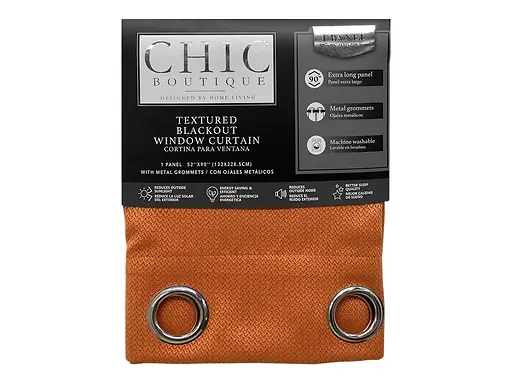 TEXTURED BLACKOUT CURTAIN 52X90" - ORANGE