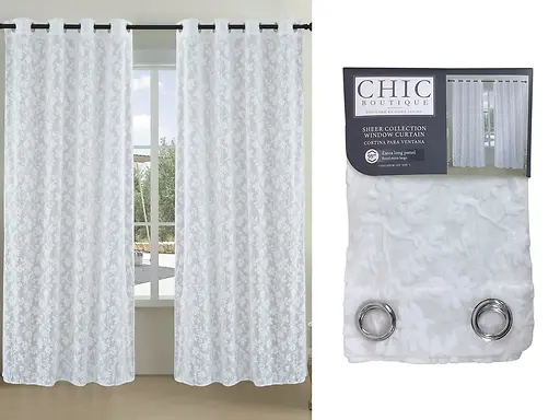 JACQUARD VELVET SHEER CURTAIN 135X240 CM - WHITE