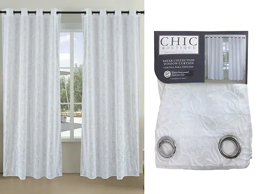 JACQUARD VELVET SHEER CURTAIN 135X240 CM - WHITE
