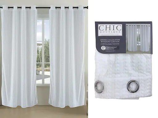 JACQUARD VELVET SHEER CURTAIN 135X240 CM - WHITE