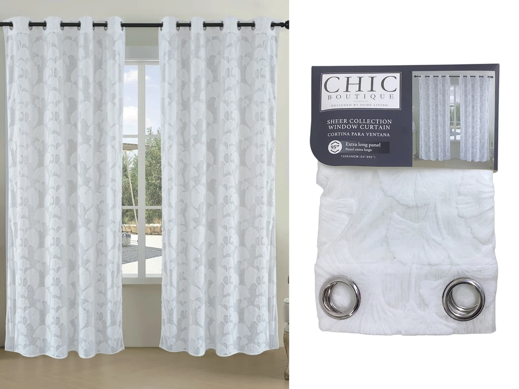 JACQUARD VELVET SHEER CURTAIN 135X240 CM - WHITE