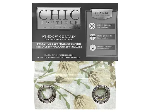 PRINTED POLYESTER & COTTON CURTAIN 52X90" - MULTICOLOURED