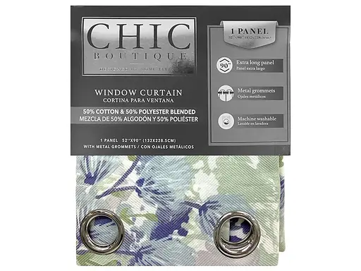 PRINTED POLYESTER & COTTON CURTAIN 52X90" - MULTICOLOURED