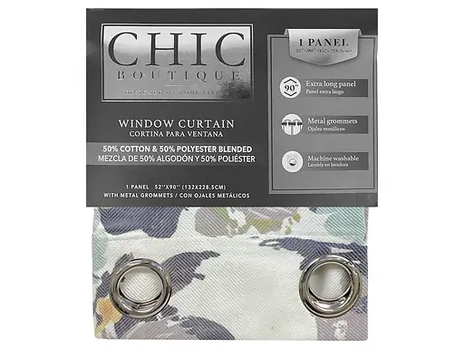 PRINTED POLYESTER & COTTON CURTAIN 52X90" - MULTICOLOURED