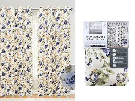 210GSM PRINTED BLACKOUT CURTAIN 52X90" - MULTICOLOURED