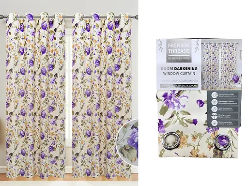 210GSM PRINTED BLACKOUT CURTAIN 52X90" - MULTICOLOURED