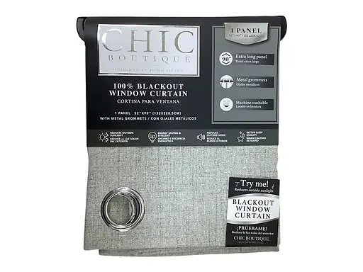 100% BLACKOUT CURTAIN 52X90" - GREY