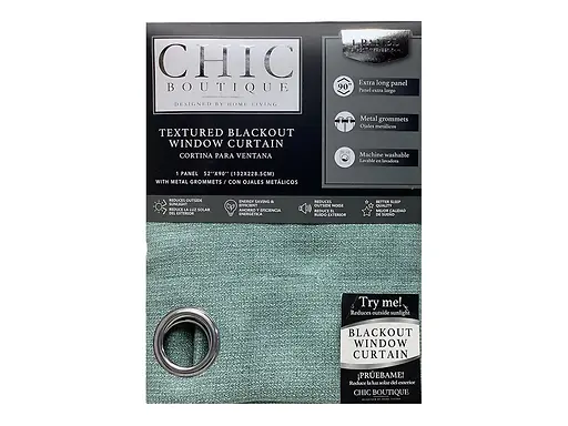 HARPER-TEXTURED BLACKOUT CURTAIN 52X90" - AQUA