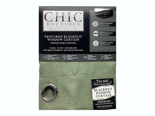 HARPER-TEXTURED BLACKOUT CURTAIN 52X90" - GREEN