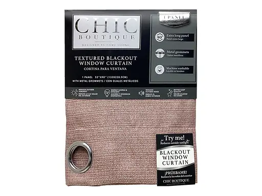 HARPER-TEXTURED BLACKOUT CURTAIN 52X90" - PINK