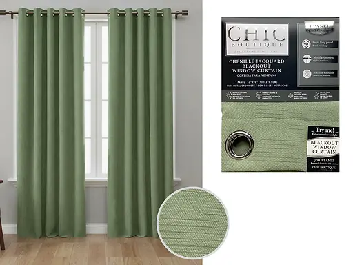 MASON-TEXTURED BLACKOUT CURTAIN 52X90" - LIGHT GREEN