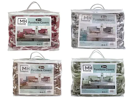 3PC MICROFIBER SOFA COVER SET - ASSORTED