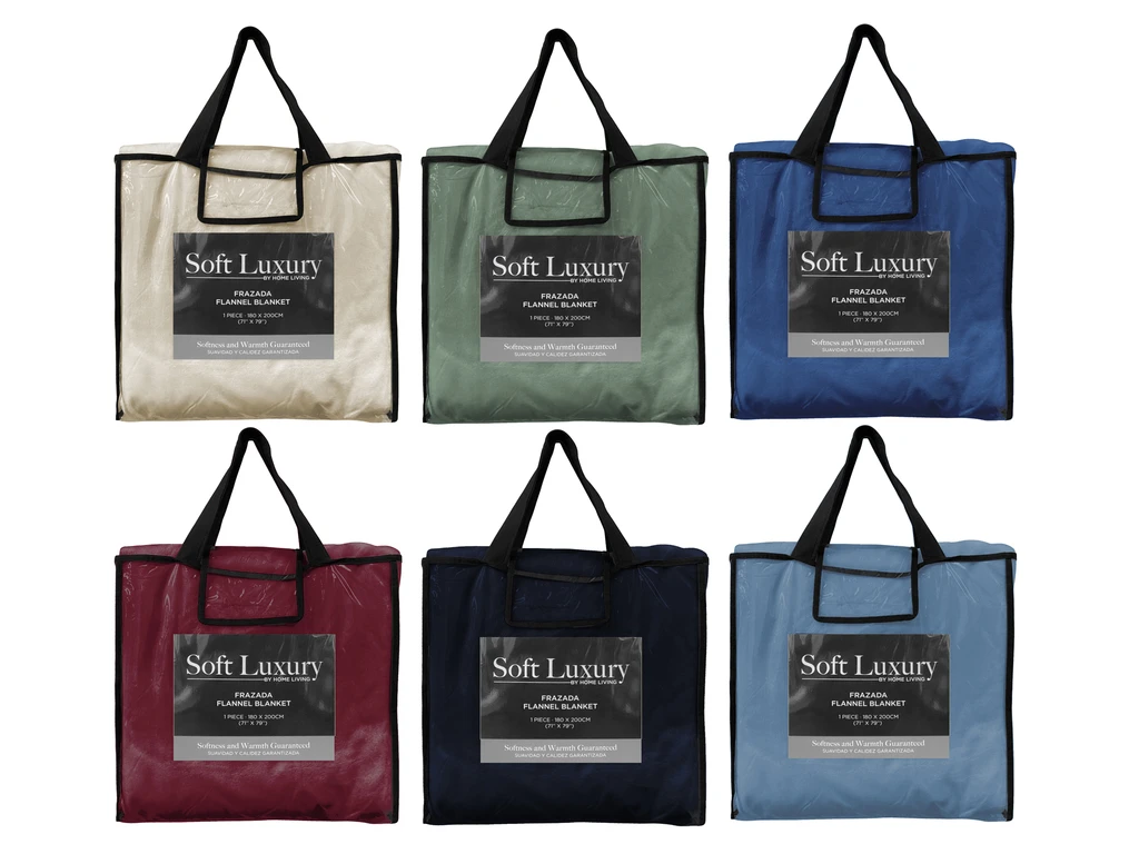 STOCK SOLID FLANNEL BLANKET 180X200 CM - ASSORTED