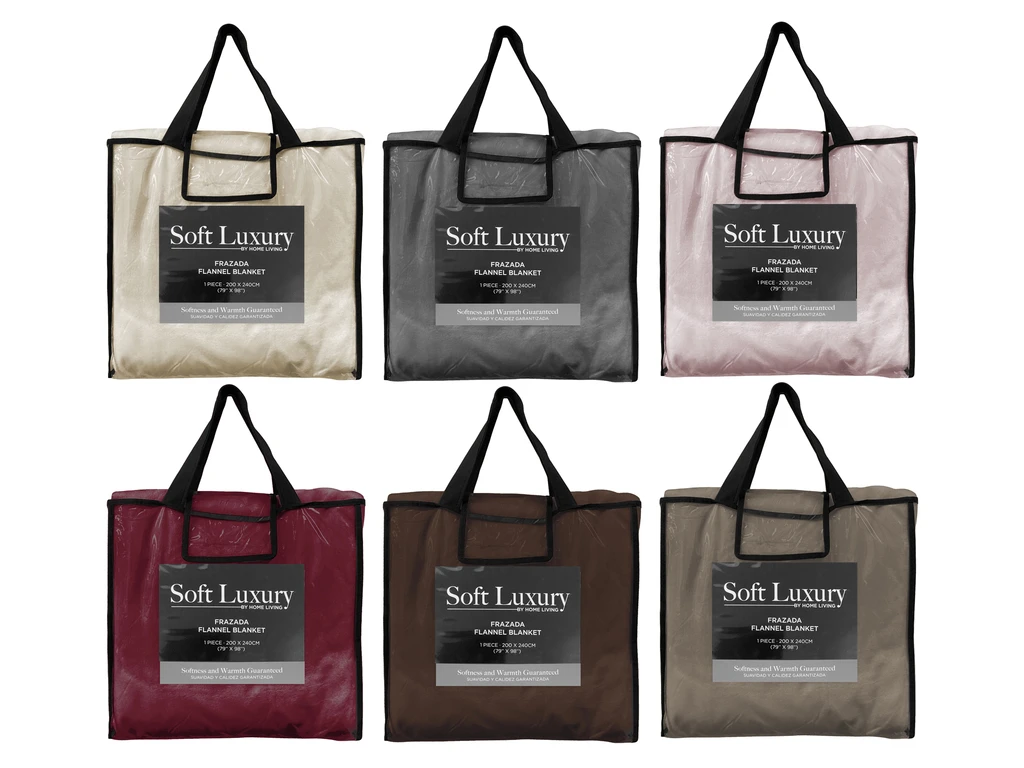 STOCK SOLID FLANNEL BLANKET 200X240 CM - ASSORTED