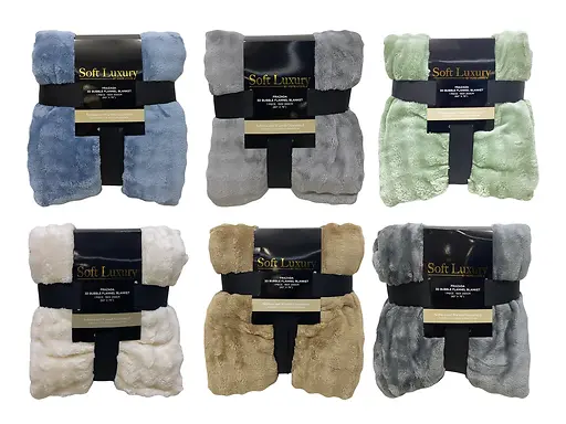 3D BUBBLE FLANNEL BLANKET 150X200 CM - ASSORTED