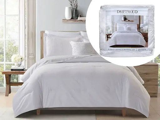 8-PC COMFORTER SET QUEEN - GREY & WHITE