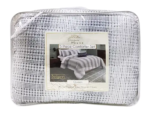 5-PC WAFFLE COMFORTER SET QUEEN - NAVY