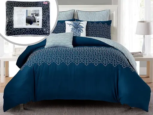 7-PC COMFORTER SET 90X94 - BLUE