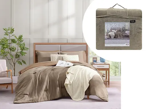 7-PC BED-IN-A-BAG COMFORTER SET 102X90" - TAUPE