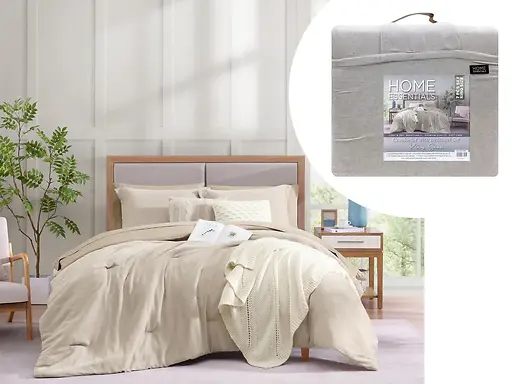 7-PC BED-IN-A-BAG COMFORTER SET 102X90" - CREAM
