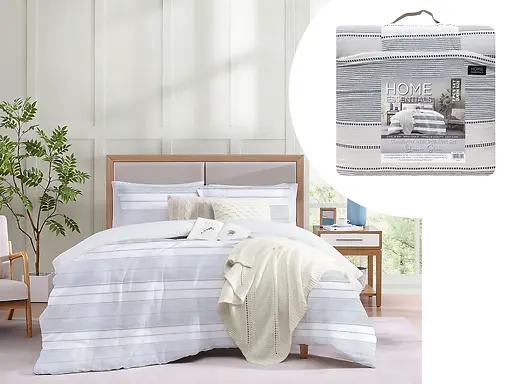 7-PC BED-IN-A-BAG COMFORTER SET 88X88" - BLUE & WHITE