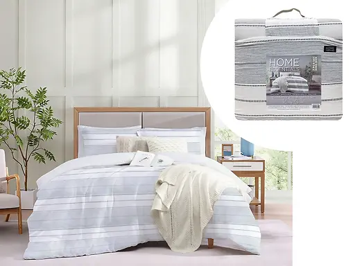 7-PC BED-IN-A-BAG COMFORTER SET 102X90" - BLUE & WHITE