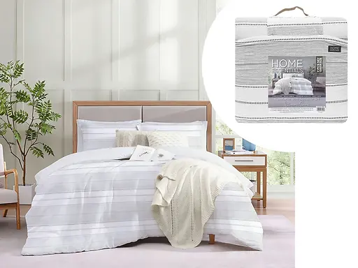 7-PC BED-IN-A-BAG COMFORTER SET 88X88" - GREY & WHITE