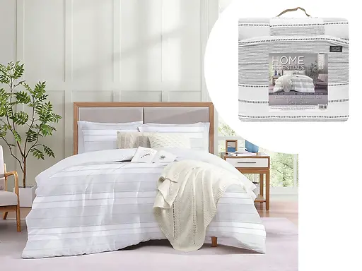 7-PC BED-IN-A-BAG COMFORTER SET 102X90" - GREY & WHITE