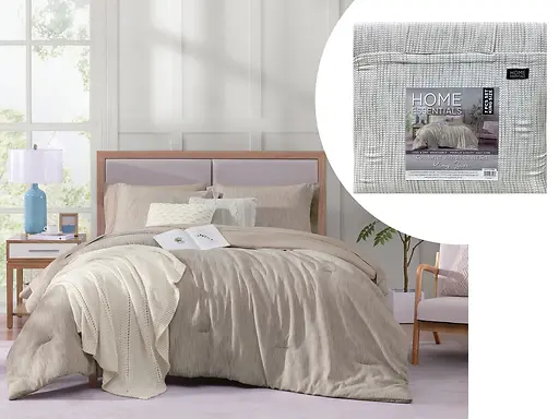 7-PC BED-IN-A-BAG COMFORTER SET 102X90" - CREAM