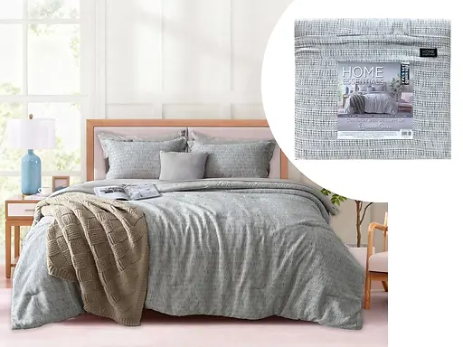 7-PC BED-IN-A-BAG COMFORTER SET 88X88" - GREY & WHITE