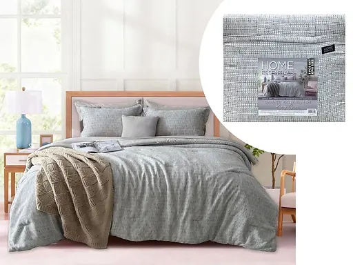 7-PC BED-IN-A-BAG COMFORTER SET 102X90" - GREY & WHITE