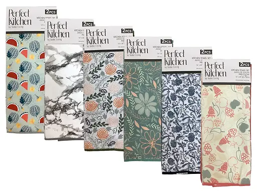 MICROFIBRE 2PK TEA TOWELS - ASSORTED PRINTS
