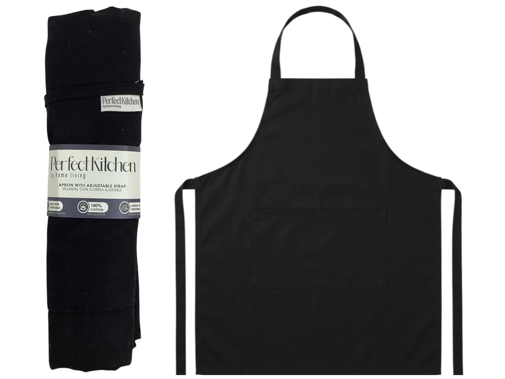 APRON WITH ADJUSTABLE STRAP - BLACK