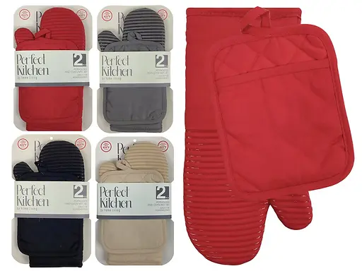 2-PC OVEN MITT & POT HOLDER SET - ASSORTED