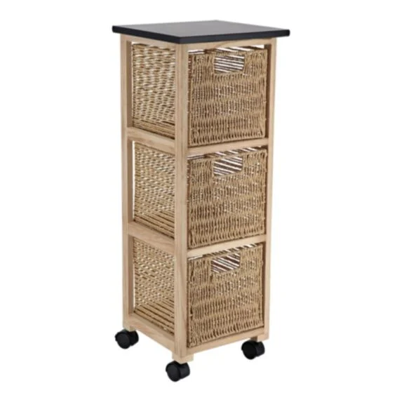 CABINET SQUARE UNIT ON CASTER 77X29X27 CM - NATURAL