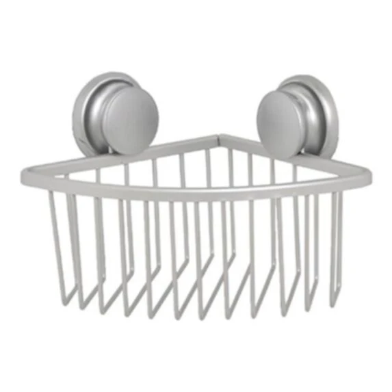 ALUMINIUM CORNER SHELF ON SUCTION CUPS 19.7 CM - CHROME