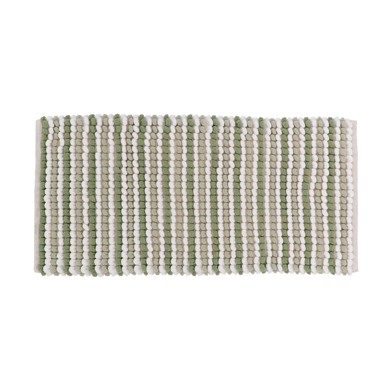 STRIPED BALL RUG POLYESTER/COTTON 45X90 CM - GREEN & BEIGE