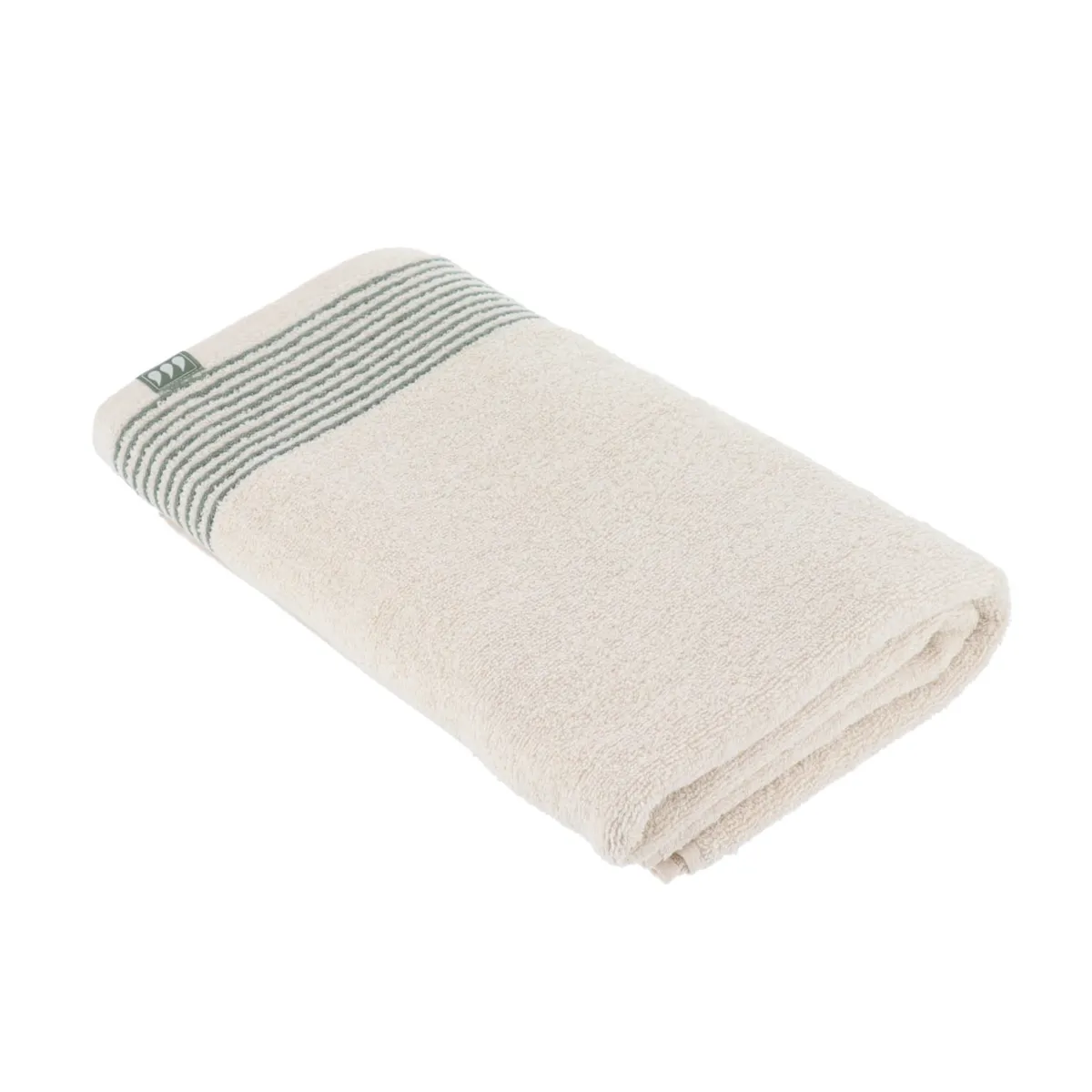 100% COTTON BATH TOWEL 90X150CM - IVORY & GREEN