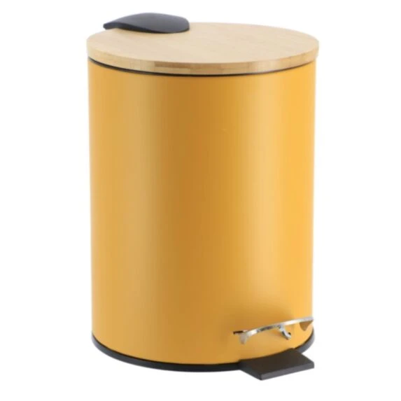 METAL DUSTBIN SOFT CLOSE 3L - MUSTARD