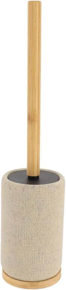 POLYRESIN TOILET BRUSH W/ MESH EFFECT - BEIGE & BAMBOO
